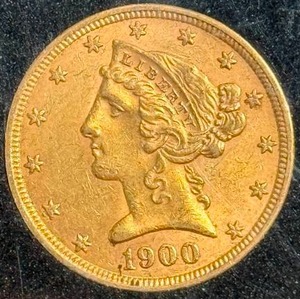 1900 $5 Liberty Head Gold Half Eagle  XF (Littleton Holder)