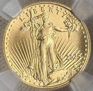 2025 $5 Gold American Eagle NGC MS70  Perfect Grade in EDC Plug  Red Core Slab