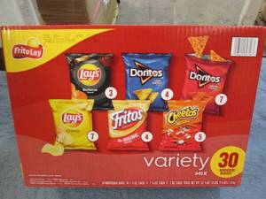 30 Pack of assorted Frito Lay chips...