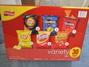 30 Pack of assorted Frito Lay chips...