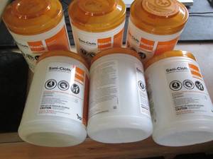 6 Large bleach disinfecting wipes...
