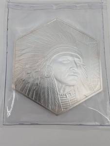 Native American Chief Headdress Silver Coin - Hexagonal, 10 oz .999 Fine Silver