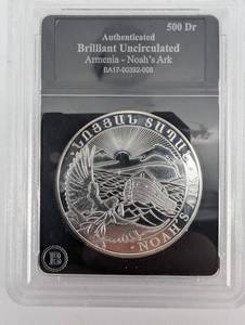 Armenia 1 oz Silver Coin 500 Dram Noahs Ark BU Authentic