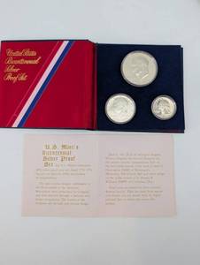 U.S. Mint Bicentennial Silver Proof Set (3-Coin, 40% Silver, 1776-1976)