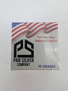 Pan Silver Company American Flag Bar 10g .999 Fine Silver