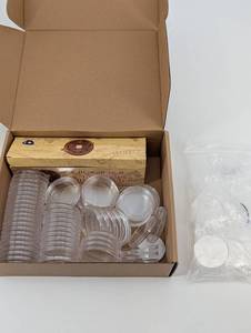 Clear Plastic Round coin holders - Assorted Sizes, Dozens of Pieces