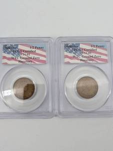 Jamaica Half Penny 1963 (2 Coins) PCGS Certified - WTC Ground Zero Recovery