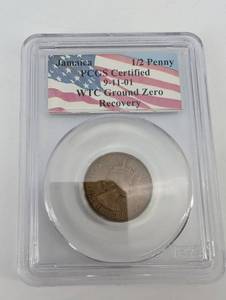 Jamaica Half Penny - PCGS Certified - WTC Ground Zero Recovery 9-11-01