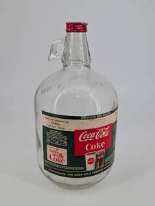 Coca-Cola One Gallon Glass Syrup Bottle - Vintage Fountain Coke Jug with Red Cap