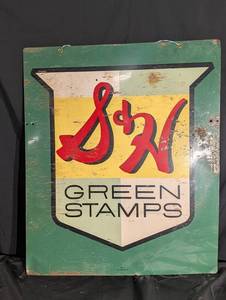 Vintage S&H Green Stamps Sign - Double-Sided 35 12 x 30 in - The Matthews Co.