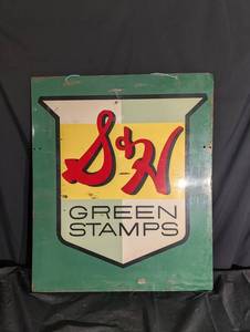 Vintage S&H Green Stamps Sign - Double-Sided, 35 12 x 30 in - The Mathews Co.