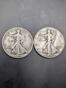 Walking Liberty Half Dollars (Lot of 2) - 1936 & 1945 US Coins