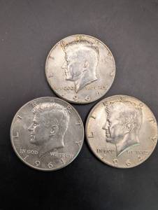 Kennedy Half Dollar 1964 90% Silver (Lot of 3)
