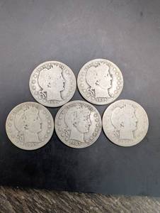 Barber Quarters - 25c (Lot of 5) 1901, 1907, 1909, 1909, 1915