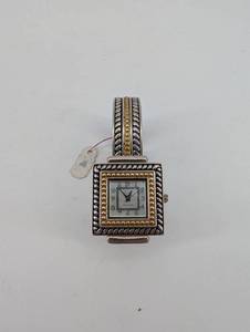 Sterling Silver Square-Case Bracelet Watch - Japan Movement, Bead Border