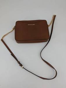 Michael Kors Brown Saffiano Leather Crossbody Bag - Chain Strap