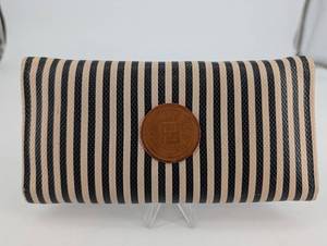 Fendi Roma Patch Wallet - BeigeBlack Stripes Leather - Made in Italy