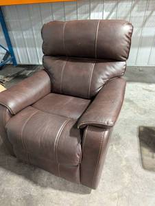 Brown Leather Recliner Chair With Manual Recline Lever
