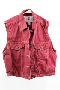 Levis Jeans for Women Vest - Red Denim, Sleeveless, Button Front