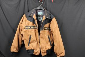 Canyon Guide Outfitters Tan & Black Windbreaker Jacket - Zip Front, Pockets Size M