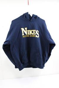 Notre Dame Hoodie Navy Pullover with Front Kangaroo Pocket Size L