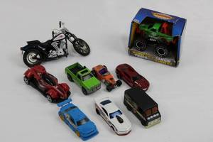 Hot Wheels Die-Cast Vehicle Set - Monster Truck, Cars & Motorcycle