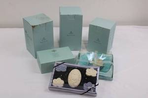 PartyLite LD51I Light Illusion LED Pillar Candle - 5 in (12 cm) 4-Pack and soaps