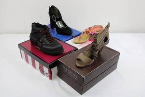 4-Pair Womens Shoes Lot - Size 7.5 (Sporto Boots, Aravon Wedges, Black Heels, Beaded Sandals)