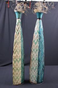 Elements 34in Blue Peacock Vase (Lot of 2)