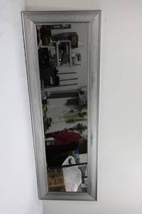 Rectangular Wall Mirror - Silver Textured Frame, 53in x 17in