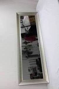 Rectangular Brushed-Silver Framed Wall Mirror - Contemporary Hallway Decor  53in x 17in