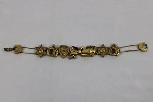 Police Theme Gold-Tone Charm Bracelet with Car, Badges & Shield Charms