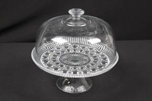 Clear Glass Pedestal Cake Stand with Dome Cover - 11 in Diameter, Decorative