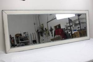 Rectangular Wall Mirror - Distressed White-Washed Frame, 63 x 23 in