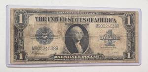1923 US $1 Bill - Legal Tender - Large Blue Note -It features a portrait of George Washington and is known by collectors as a Horse Blanket - Very Collectible - Lot 25