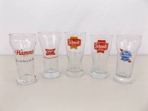 Lot of 5 Advertising Beer Glasses