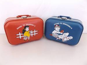 Vintage Boy and Girl Grandma and Grandpas House Suitcases&nbsp