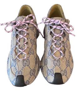 MC - Gucci Run Sneakers - GG Monogram Textile - Size 37.5
