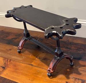 U - Cindy Winn Industrial-Style Handcrafted Metal Bench with Cast-Iron Ends