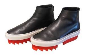 MC - Givenchy Black LeatherRidged Sole Booties  Givenchy Black Leather Mid Skate Ankle Sneakers