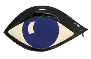 MB - Guinness Lulu Lulu Guinness Black and White Patent Leather Eye Clutch Bag