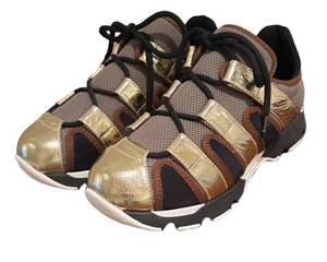 MC - Marni Sneakers - Mesh Upper with Gold Metallic Straps - Size 38