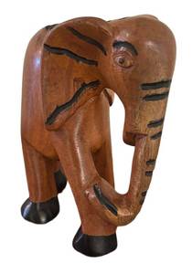 MB - Liberian Hand-Carved Wooden Elephant Decor