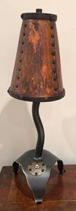 LL - Industrial Brutalist Style Lamp 18-Inch Copper Patina Shade with Rivets