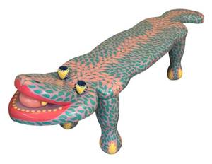LLR - Hand Painted Wooden Lounge Lizard Bench by Cram