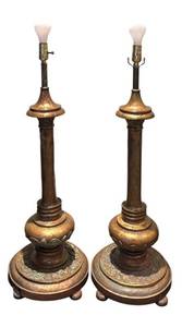LLR - Pair of Vintage Brass Lamps