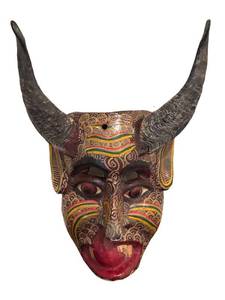 LL - Vintage Mask - Wooden Multi-Color Painted