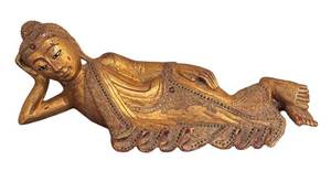 LL - Buddha Reclining Statue - Vintage Gold Gilded
