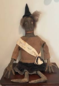 LL - Handcrafted Folk Art Salem Witch Doll, Primitive Cloth Doll