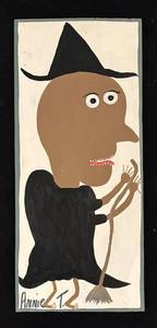 LLR - Witch on Broom - Original Painting on Board by Annie T.